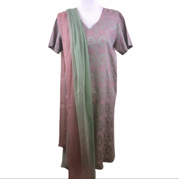 SET Indian Pakistani Dress Kurta Tunic Pants Sari SET - Picture 1 of 16
